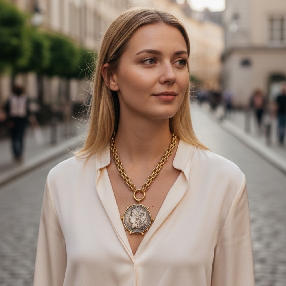 Elegant Gold Coin Pendant Necklace